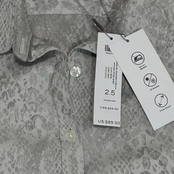 Chico's Size 2.5 - Large 12/14 - Python Fitted Shirt Blouse - LIGHT GRAY - B14 - Picture 6 of 12